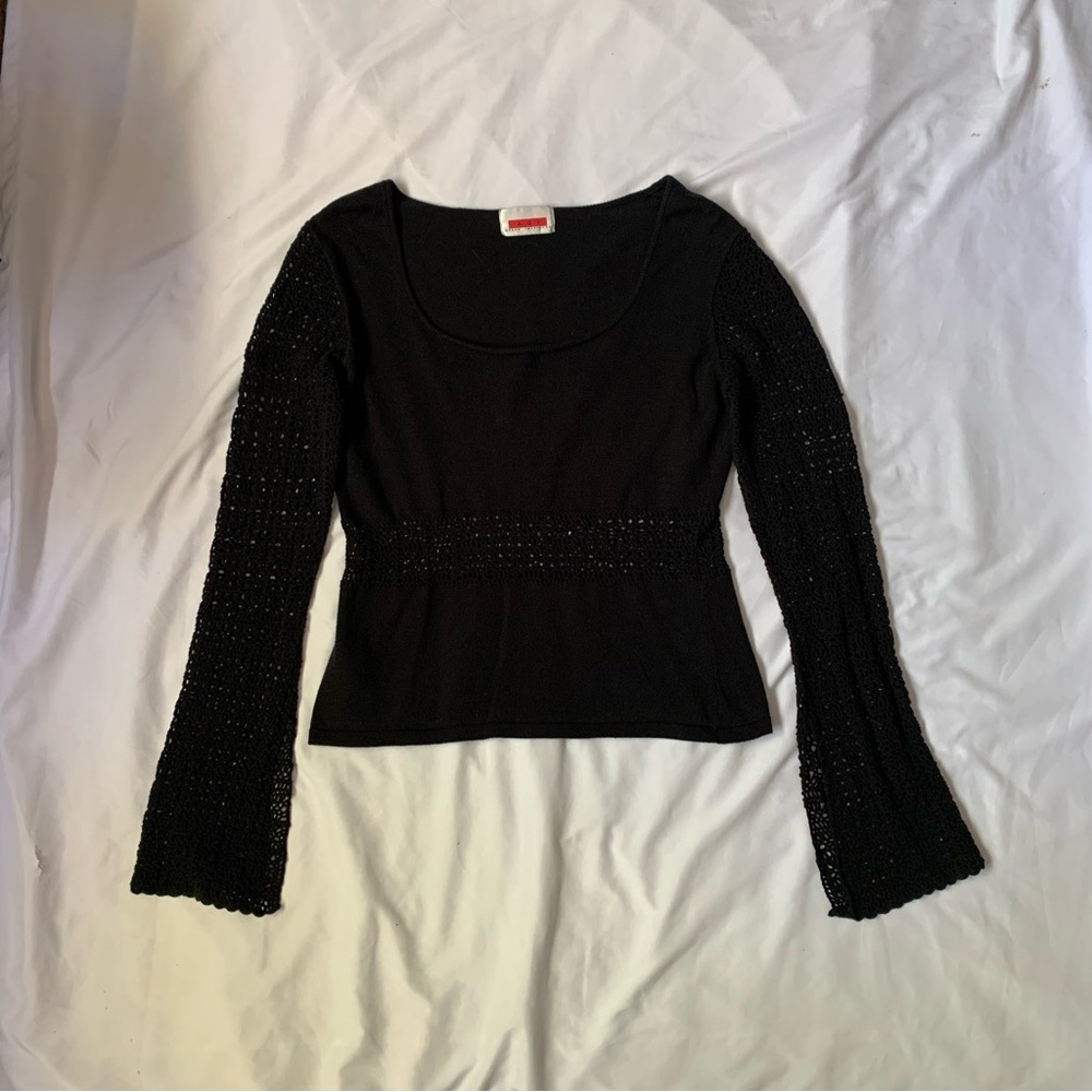 Vintage Crochet Knit Longsleeve Top